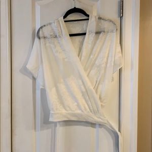 Floral patterned white wrap top